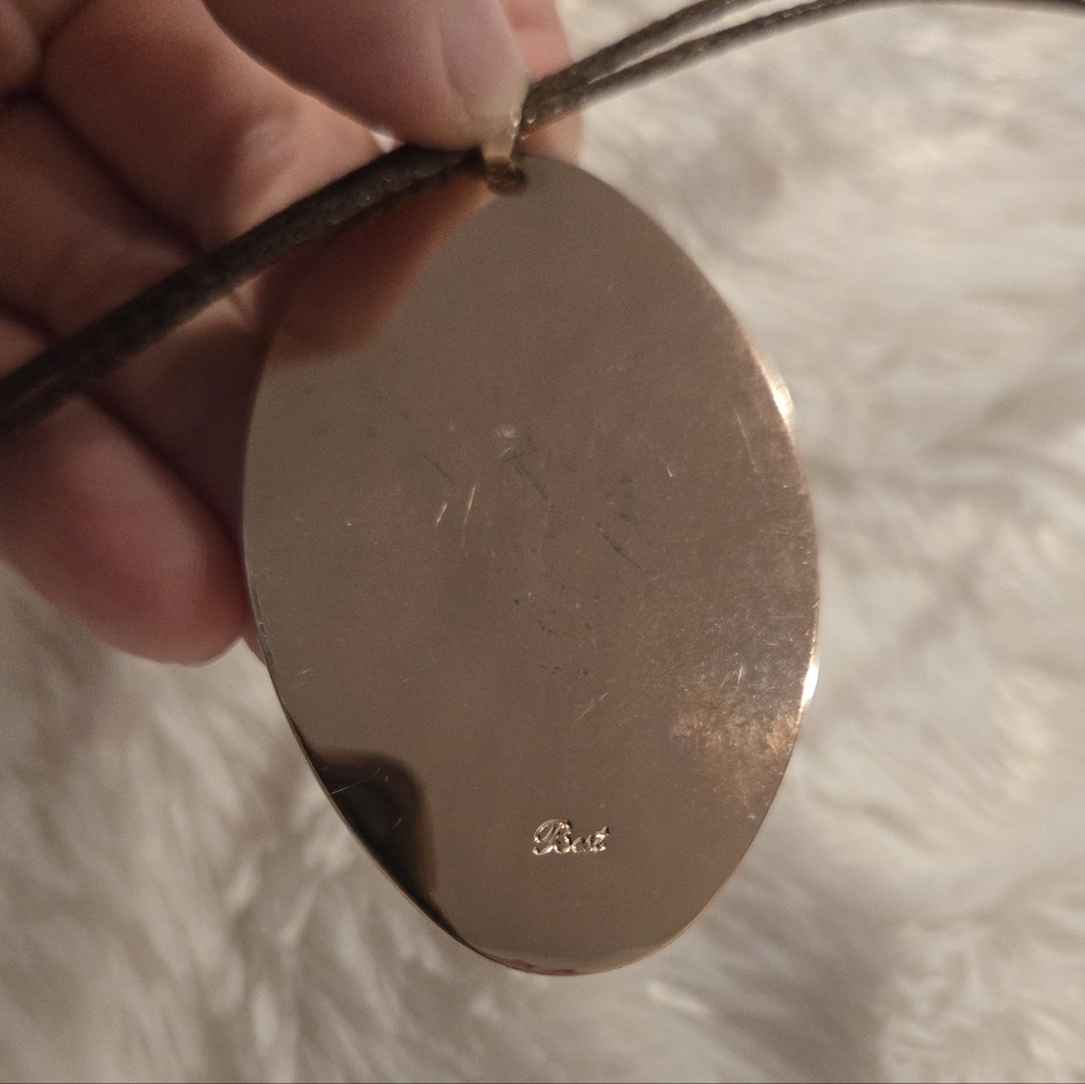 Copper Color Pendant On Leather String - Picture 4 of 5